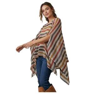Shawl Dawls Multi-Way Striped Crochet Knit Poncho Top Cover-Up, One Size